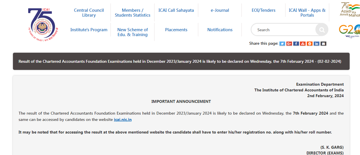 ICAI CA Foundation Result date declared